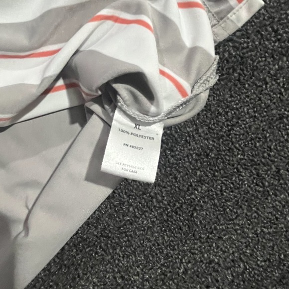 Mens XL Gray White Red Stripe Short Sleeve Golf Polo Shirt Polyester - Picture 6 of 8